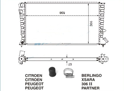 Радиатор CITROEN BERLINGO 1996-2002