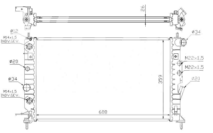 Радиатор OPEL VECTRA (B) 1995-2002