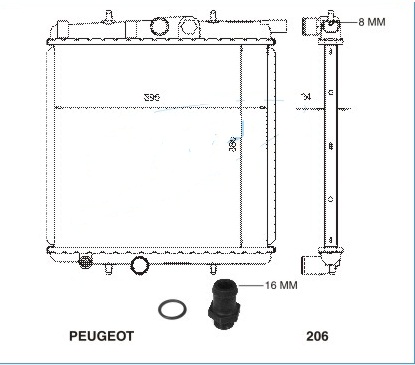 Радиатор PEUGEOT 206 1998-2005