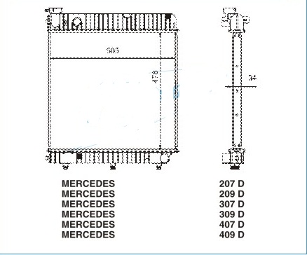 Радиатор MERCEDES BENZ BUS (207-410) 1977-1995